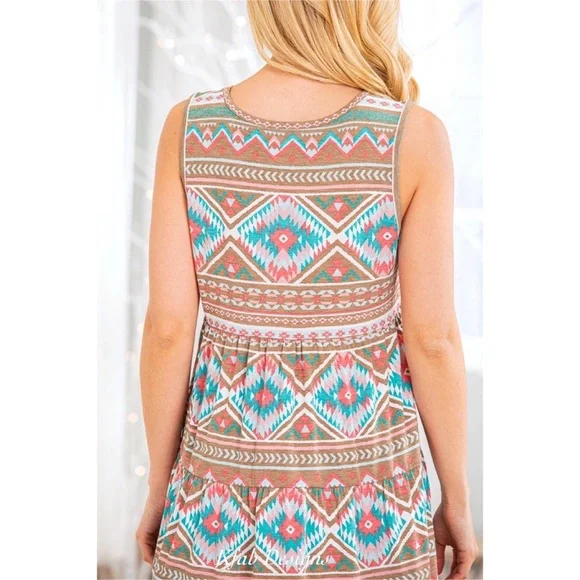 RESTOCK! V Neck Aztec Print Ruffle Detail Top! - Picture 10 of 10